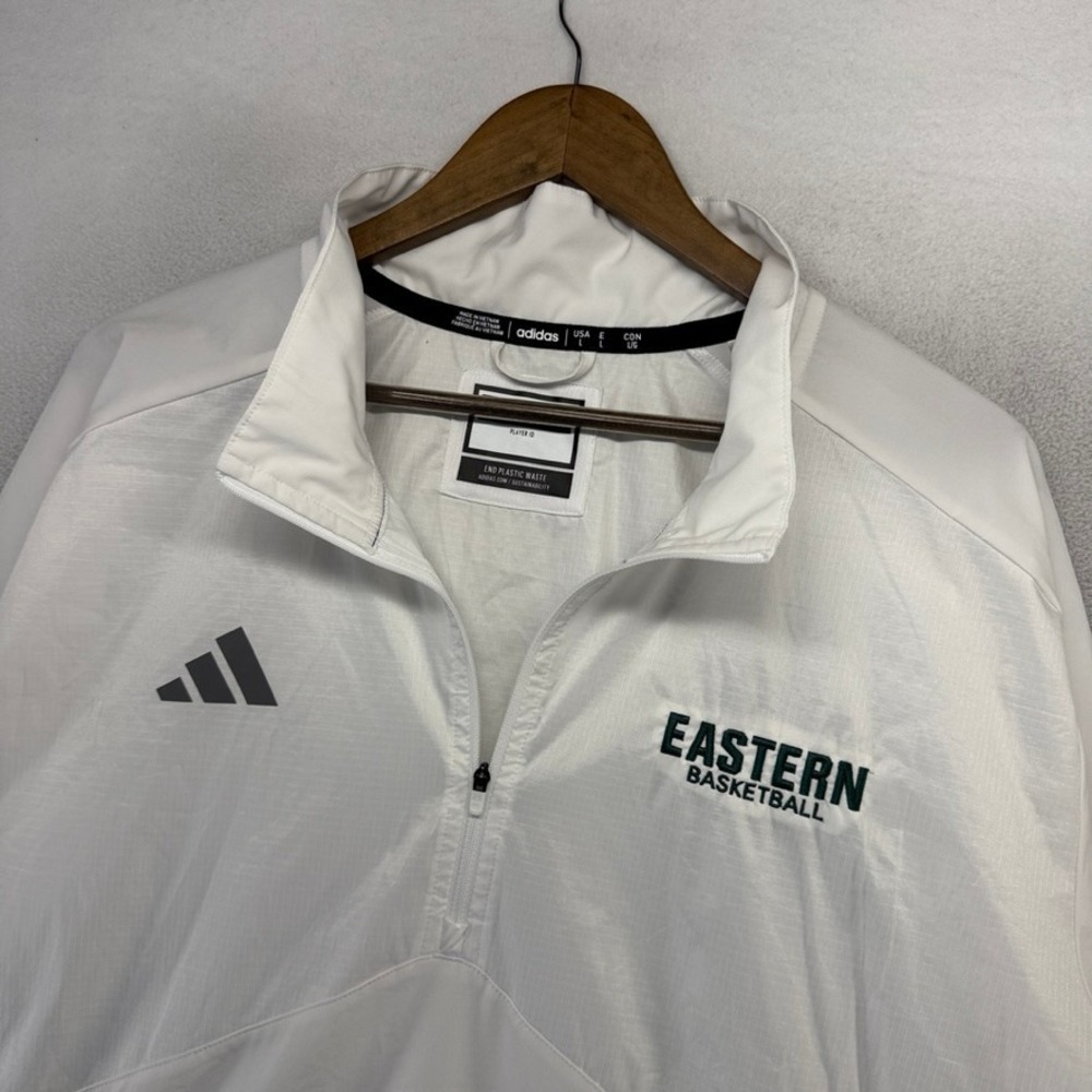 Eastern Michigan Jacket Men's Large White Adidas Team Player Basketball Eagles